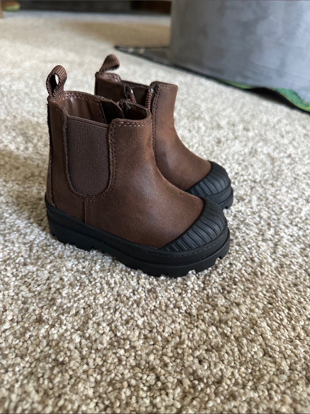 Toddler Brown Chelsea Snow Boots with Black Toe